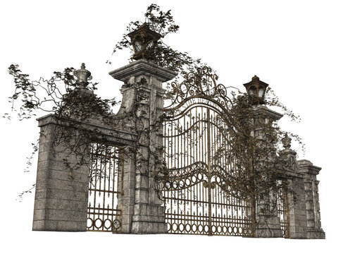 3D Rendered Vintage Cast Iron Gate on Transparent Background - 3D Illustration