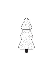 Christmas tree sketch silhouette minimalism simple vector illustration shapes black and white doodle