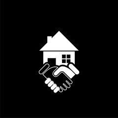 Real estate and business deal icon isolated on dark background