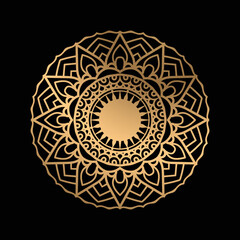 Elegant background with gold luxury floral pattern texture and traditional arabian mandala concept, use for islamic ramadan banner design, business card greeting card, and poster design vector