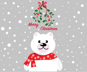 christmas card with teddy bear