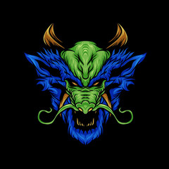 The dragon head vector logo mascot - obrazy, fototapety, plakaty