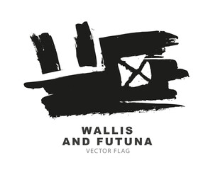 Flag of Wallis and Futuna. Black and white brush strokes drawn by hand. Vector illustration on a white background.