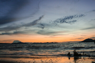 sunset over the beach