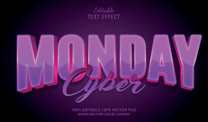 Cyber monday text effect. Editable text effect style 3d.
