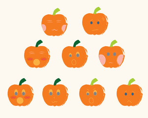 set of emoji pumpkins