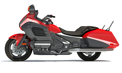 Fototapeta premium Sport Motorcycle 3D rendering on white background