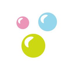 Vector colored soap bubbles on a white background. Foam party design. Soap bubbles icon. Health, cleanliness, water procedures, spa, sauna, water park.