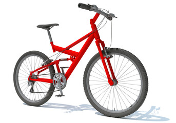 Red Mountain Bike 3D rendering on white background