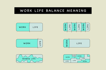 vector illustration of the concept of work life balance definition. Conceptual meaning. Simplified quotes, presentation, poster, banner, graphic, diagram.