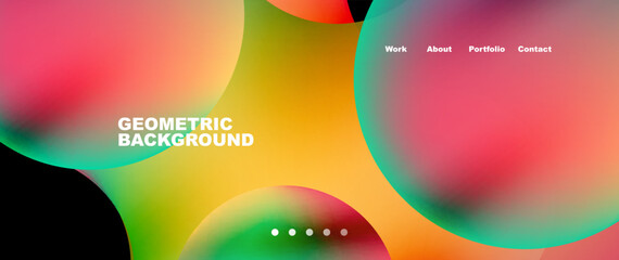 Flowing gradient colors and round elements and circles. Vector illustration for wallpaper, banner, background, leaflet, catalog, cover, flyer