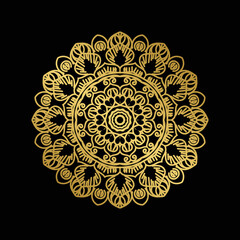 Abstract luxury ornamental mandala design background in Black