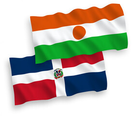 Flags of Republic of the Niger and Dominican Republic on a white background