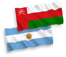 Flags of Sultanate of Oman and Argentina on a white background