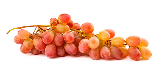 Beautiful bunch of red grapes isolated on white background. Full clipping path. Ripe grapes.