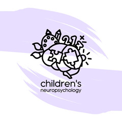 Vector logo for pediatric neuropsychology. Pediatric neuropsychology. Design element for children's centers, clinics, psychologists. Child psychiatry, psychologist for children. Children's health.