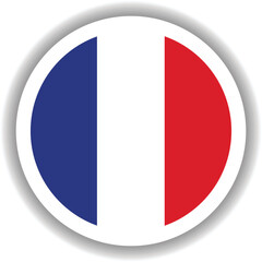 France Flag Round Shape Vector