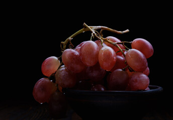 Bunch of ripe red grapes.