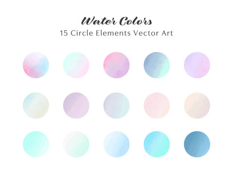 Watercolor 15Circle Elements Vector Art 