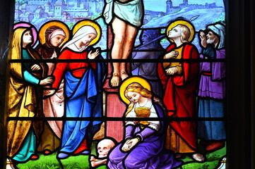 Obraz na płótnie Canvas détail d'un vitrail de l'église Saint-Aignan de Chartres en France