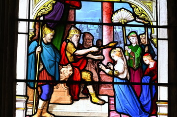 Obraz na płótnie Canvas détail d'un vitrail de l'église Saint-Aignan de Chartres en France