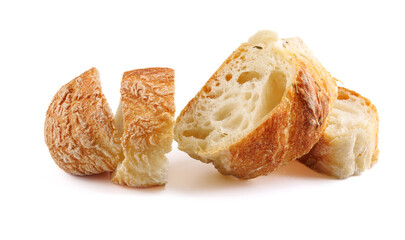 Sliced Swabian baguette isolated on white background.