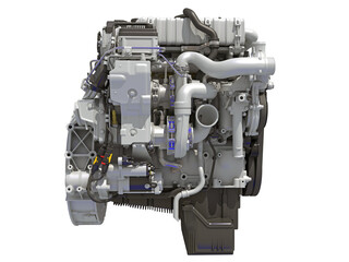Car Engine 3D rendering on white background