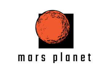Vintage Retro Red Mars Planet Symbol for Space Science Logo Design Vector © AFstudio87