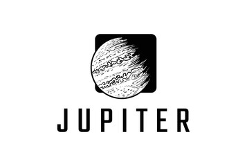 Vintage Retro Jupiter Planet Symbol for Space Science Logo Design Vector © AFstudio87