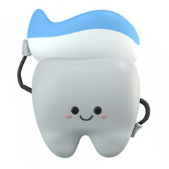 3d cute tooth mascot cartoon character illustration