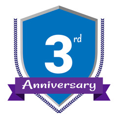 3rd Anniversary. Anniversary sign collection isolated on white background. Vector illustration EPS 10 File.