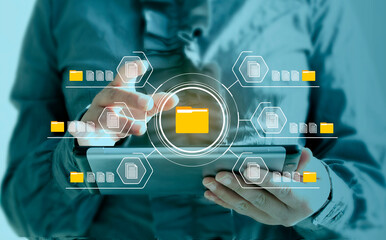 Document management system concept, Document storage. Efficient database management. Virtual...