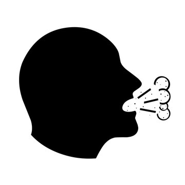 recommend clip art: Cough icon vector. Head silhouette design concept of sneezing, runny nose, flu. Isolated on a white background. Good for infectious disease logos due to viruses.