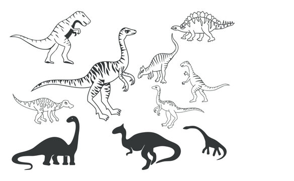 dinosaurs vector image collections, perfect for coloring book kids.