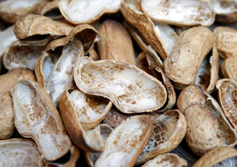 Peanuts shell on old wooden