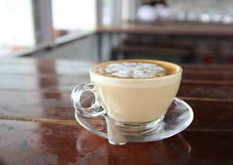 Coffee cup on table in cafe shop restaurant