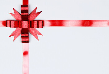 Red bow isolated on white with copy space