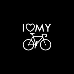 I Love My Bike icon isolated on dark background