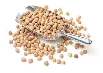 Chickpeas in a pile isolated on a white background