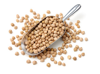 Chickpeas in a pile isolated on a white background