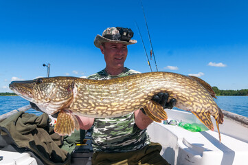 Big pike caught in the middle of the day