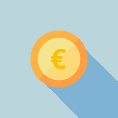 Euro currency vector. Finance and economic concept. Flat illustration on light blue background.