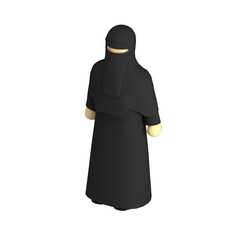 3d icon niqab female muslim front view
