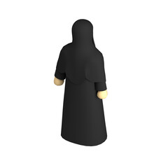 3d icon niqab female muslim back view