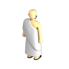 male umrah outfit back view 3d icon