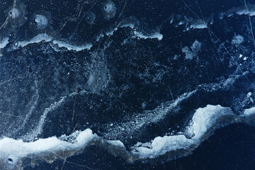 texture ice top view cracks transparent abstract background winter