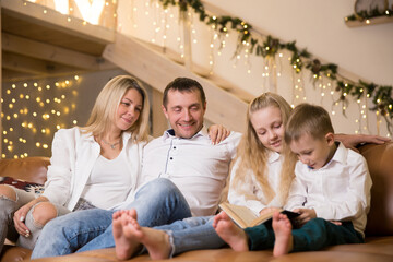 happy family waiting for christmas and new year