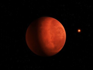 Red planet in space, solar system elements, desert planet, photography of Mars. © Nazarii