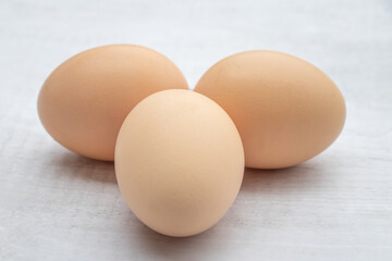 Eggs isolated on white background, close up view