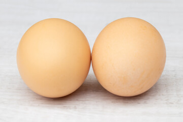 Eggs isolated on white background, close up view